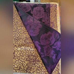 Women's new Pashmina "Plum purple & Black" roses & cheetah print scarf & tassles